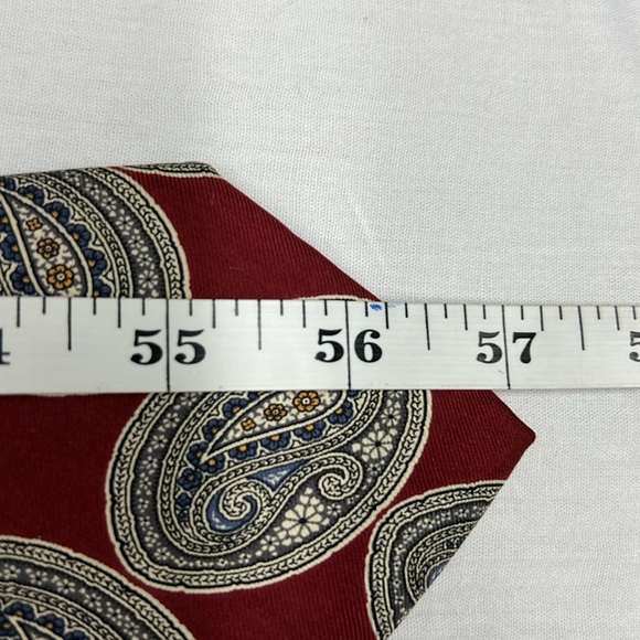 Liberty Of London Silk Tie Dark Red with Paisley Pattern of Multiple Colors - Picture 9 of 9